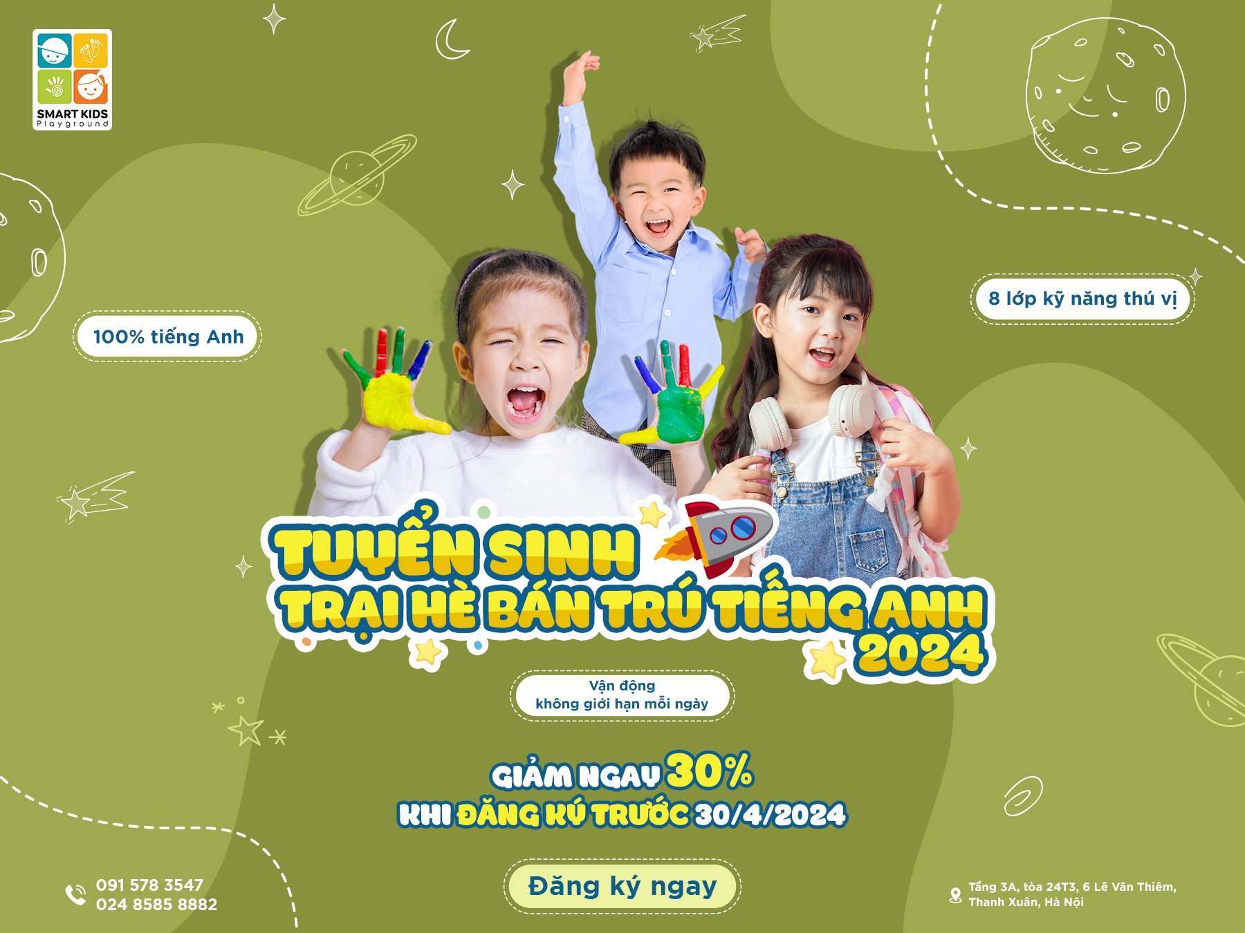 Trại hè bán trú tiếng Anh S.M.A.R.T Kids 2024: Học 100% tiếng Anh dành cho trẻ từ 5 - 12 tuổi